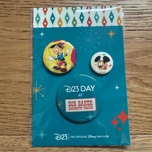 Disney D23 DAY AT BOB BAKER MARIONETTE THEATER BUTTON PIN SET OF 3